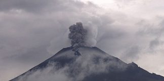 Volcán Popocatépetl emite exhalación con ceniza