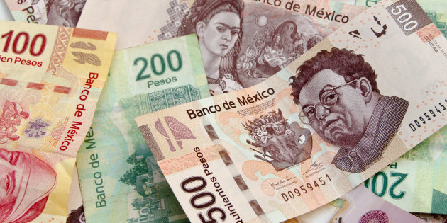 Mexican Peso bank notes background
